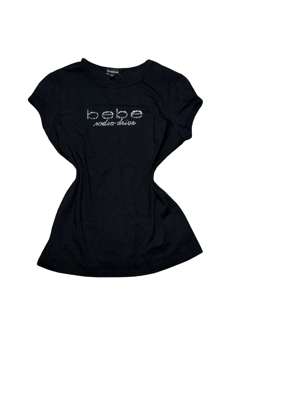 Y2K bebe Black Short-Sleeve Rhinestone Logo Tee